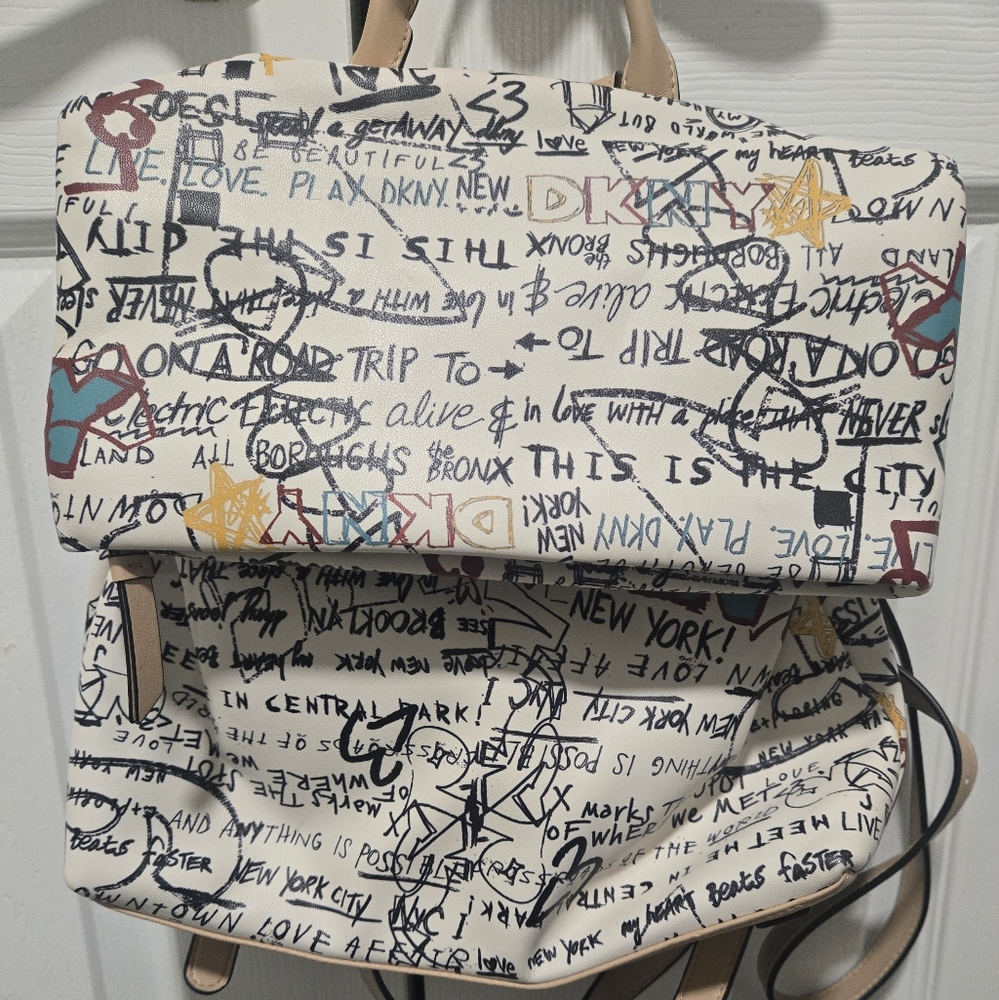 Graffiti Print DKNY Backpack